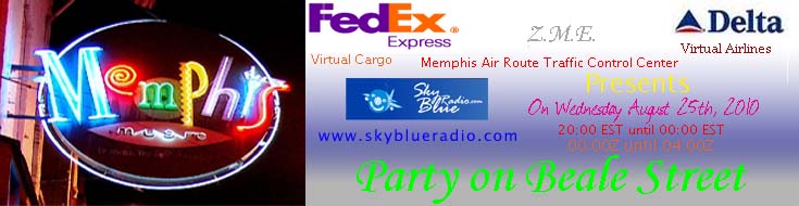 FedEx Virtual, DVA, ZME, and Sky Blue Radio Present - Party on Beale Street! Banner
