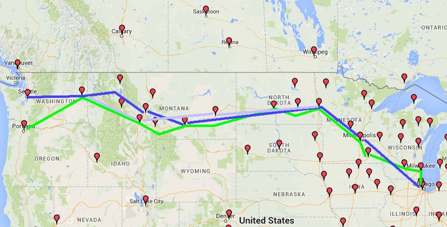 1939 Northwest Routes Chicago to the West Coast added